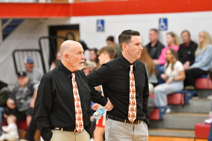 Head Coach Chris Lawson (right) led the Champions to their 4th winning season in five years at Cascade. He will return a promising group of seniors in 2025-26, headlined by All-District performers Kaleb Kelso and Henry Stone.