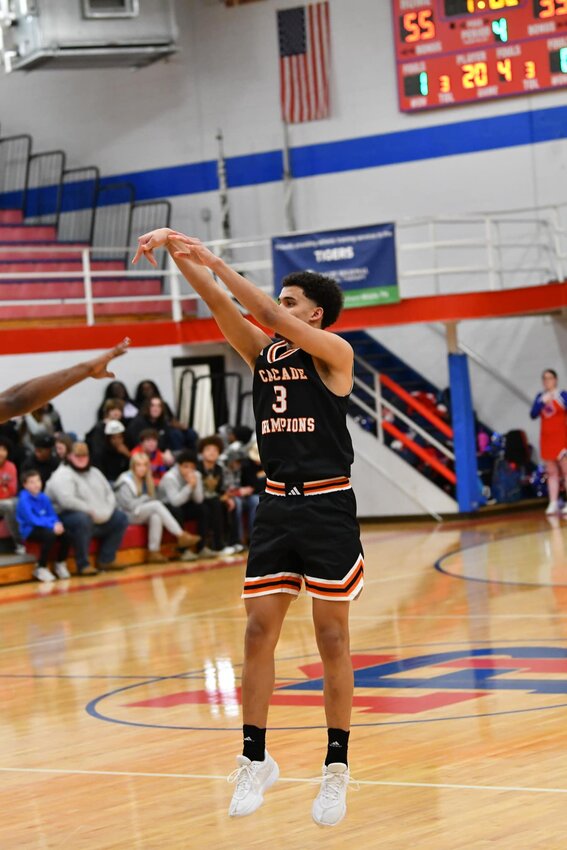 Senior Jason Cullum (3) scored 10 points during his final game in a Cascade uniform at Mt. Pleasant on Saturday in the Region 5-AA Quarterfinal.