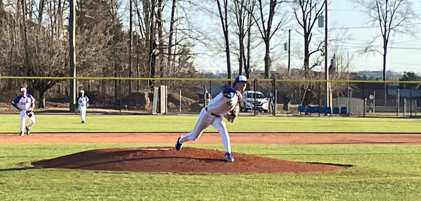 William Bobo (11) got the start and picked up the win after going 5.1 innings and striking out eight batters against Central Magnet on Opening Night.