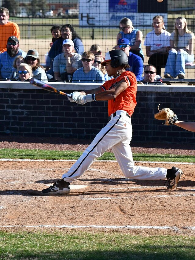Xyakaiah Dixon (5) went 3-5 at the plate with 1 RBI, a double, and a pair of runs scored on Saturday in game two against Moore County. He also legged out a triple against Marion County on Thursday night.