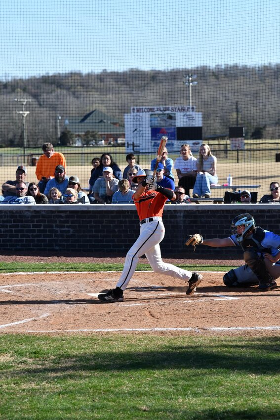 Jordan Childress (1) went 2-4 at the plate with one RBI in the second game against Moore County on Saturday. Childress also drove home three runs against Marion County on Thursday.