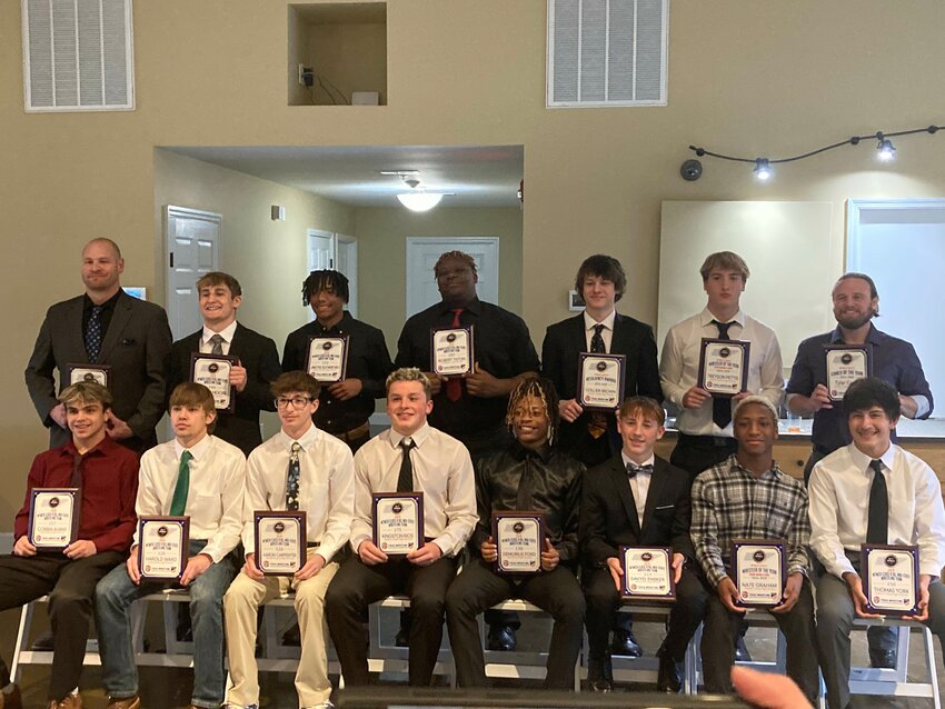 Vayden Moore (top row, second from left) with fellow members of the Class A All-Mid State Team.