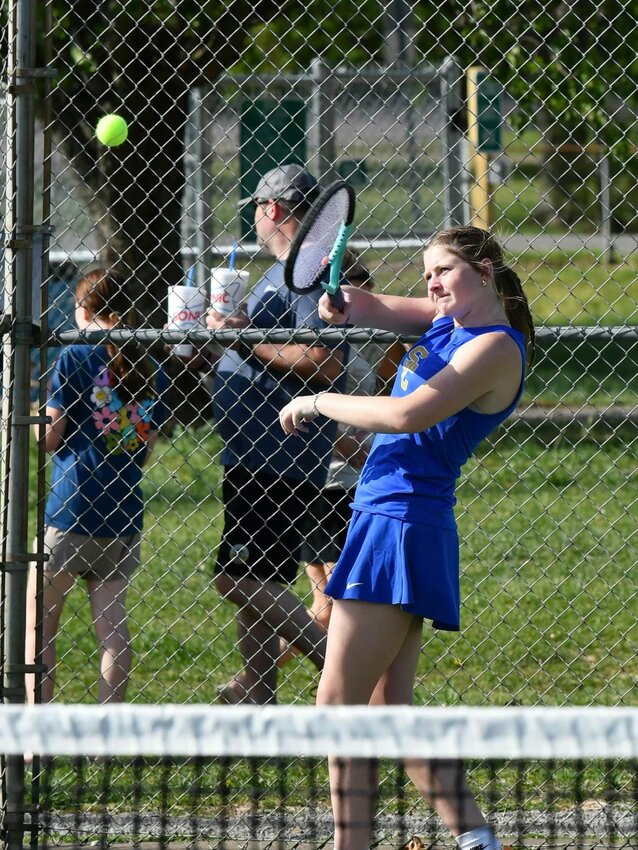 Sophie Ray (pictured) won both her singles and doubles matches by a score of 8-0 against Franklin County on Friday.