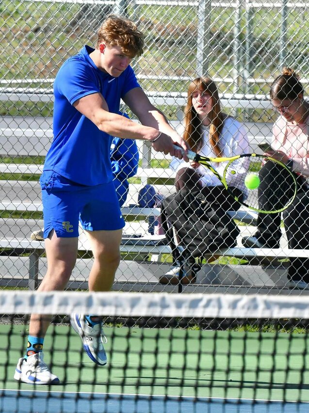 Justin Spence (pictured) conceded just a single point across both his doubles and singles matches on Wednesday at Coffee County, winning 8-0 and 8-1, respectively.