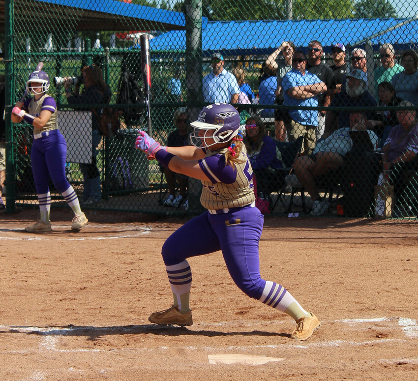 Carlie Blanton (55) worked a walk in the final game of her career in the loss to Liberty Creek on Thursday after going 1-2 with a walk at the plate in the win over Westview in the first game of the day.