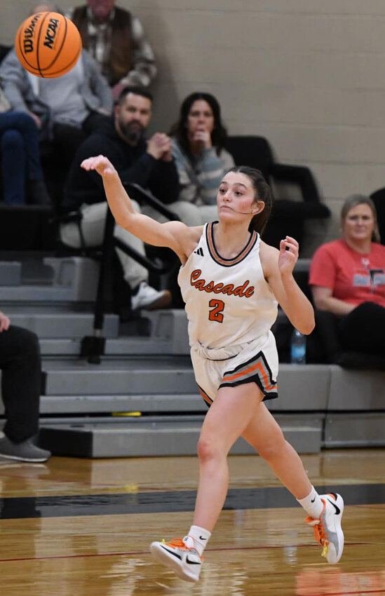 Junior guard Caroline Parker (2) is set for her second season with Cascade in the backcourt with Kaegan Young.