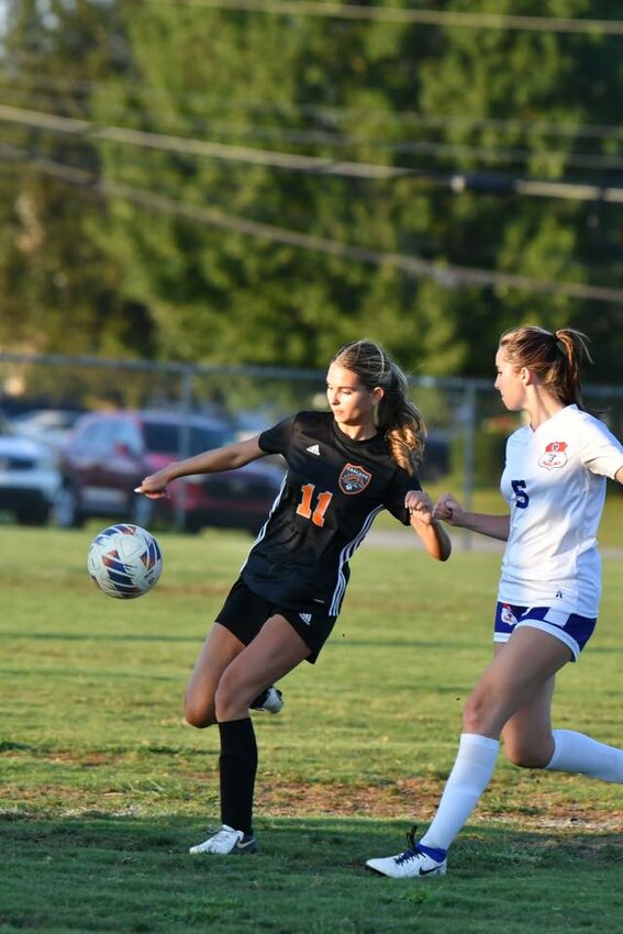 Ella McGeary (11), scored her first goal of the game in Thursday's win over Chapel Hill.