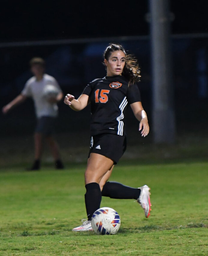 Olivia Winnett (15) scored twice in the win over Huntland on Tuesday, bringing her goal-scoring tally up to eight on the season, good enough for second on the team.