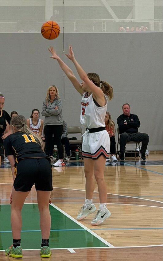 Kaegan Young (22) shoots one of her 32 attempted free throws in Friday's win over Johnson Central (KY) at the Smokey Mountain Christmas Classic. Young finished with a game-high 28 points on 23 made free throws.