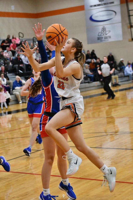 Kaegan Young (22) finished with 21 points in Tuesday's win over Huntland.