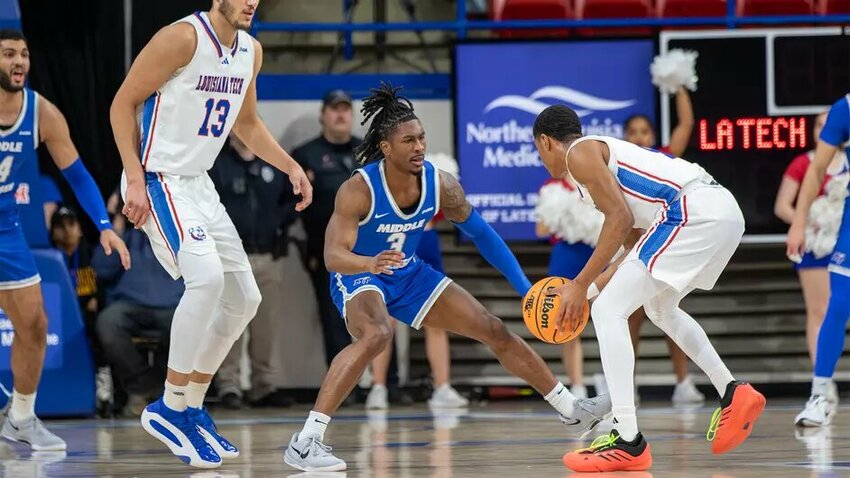 Jestin Porter (3) scored 15 points in MTSU's six-point road loss on Saturday against Louisiana Tech.