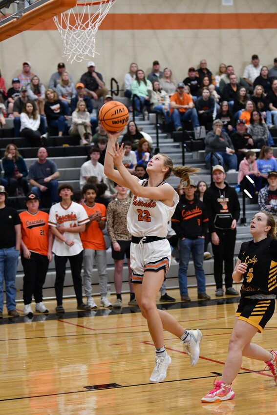 Kaegan Young (22) scored a game-high 23 points in the Lady Champs dominate home win against Lewis County on Friday night.