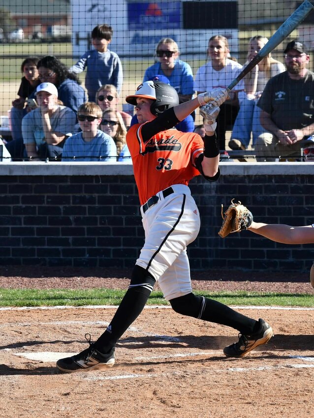 Thomas Demartelaere (33) went 2-4 at the plate with 3 RBI and a double in game two against Moore County on Saturday.