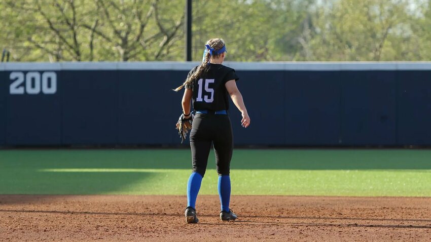 Lilly Pendergrast (15) got the start at shortstop in Game Two, but she went 0-3 with three strikeouts.