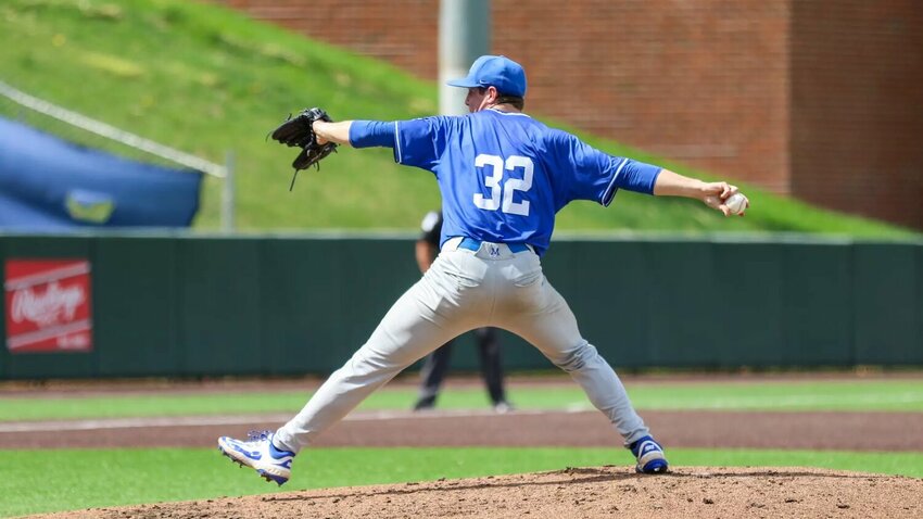 Drew Horn (32) got the start on the mound for MTSU, giving up zero runs in 5.0 innings on three hits, four walks, and five strikeouts on 100 pitches.