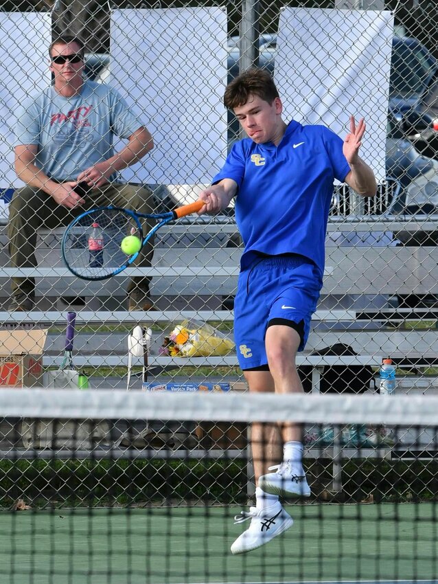 Henry Stone (pictured) won both his singles and doubles matches on Monday at Lawrenceberg, 8-2 and 8-5, respectively.