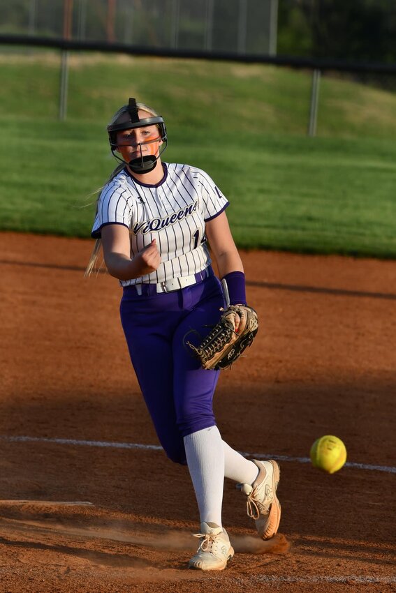 Annie Prince (14) was dominant in the circle on Monday night, throwing a perfect 5.0 innings while striking out all 15 batters she faced on just 55 pitches. Prince also went 2-4 at the plate with an RBI-double.