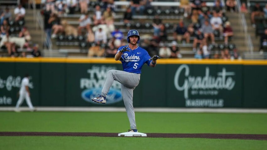 Matt Wolfe (5) went 2-3 at the plate on Tuesday night's win at Vanderbilt.