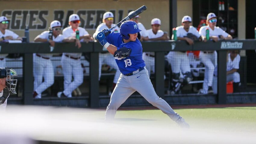 Brett Vondohlen (18) went 1-3 at the plate in game two at NM State on Saturday.