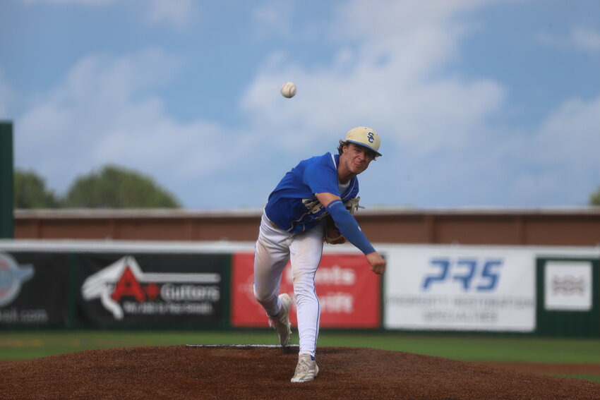 William Bobo (11) threw a complete game, picking up the win against Coffee County in an elimination game on Saturday after giving up two unearned runs on six hits with six strikeouts. He also went 2-4 at the plate against the Raiders.