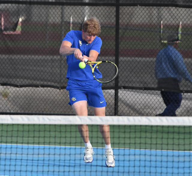 Justin Spence (pictured) played his final match for the Golden Eagles in Tuesday's loss, falling to Luke Regan on Court One, 8-2.