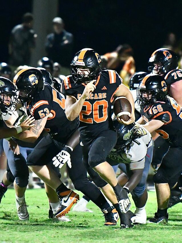 Nate Zimmerman (20) scored Cascade's only touchdown in Friday's loss to Giles County.