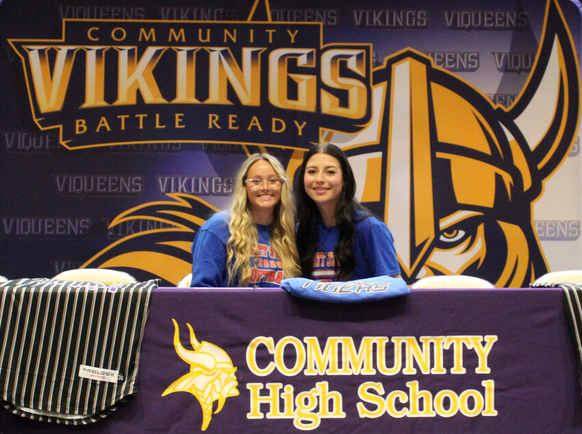 Annie Prince (left) and Haylee Webb (right) celebrated signing with Chattanooga State on Friday afternoon at Community High School.