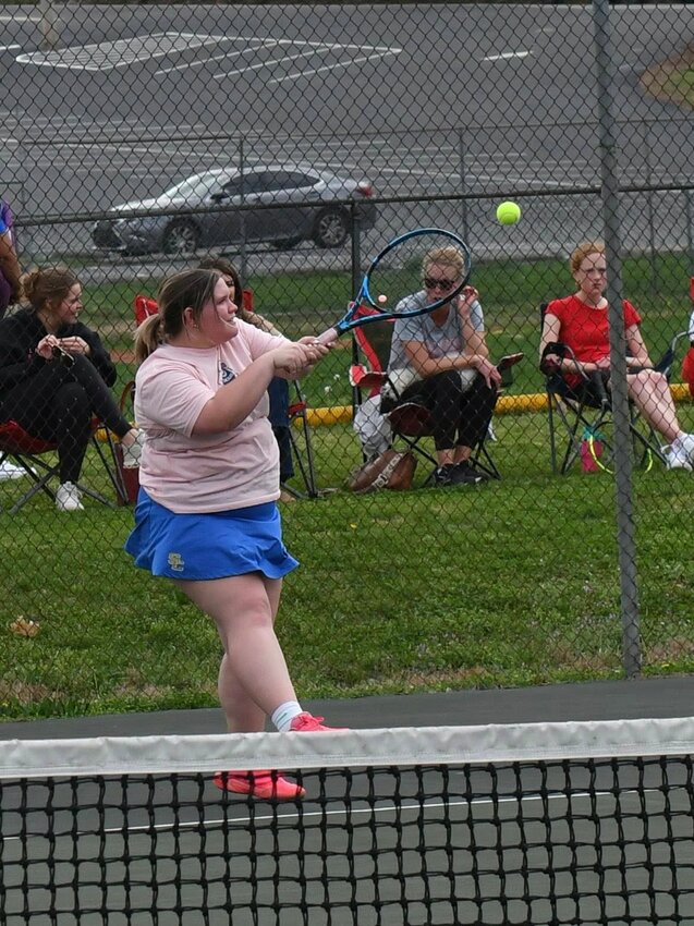 Shelbyville's Lilly Smith (pictured) won both her doubles (8-0) and singles (8-3 vs Isabelle Saner) matches on Tuesday at Coffee County.