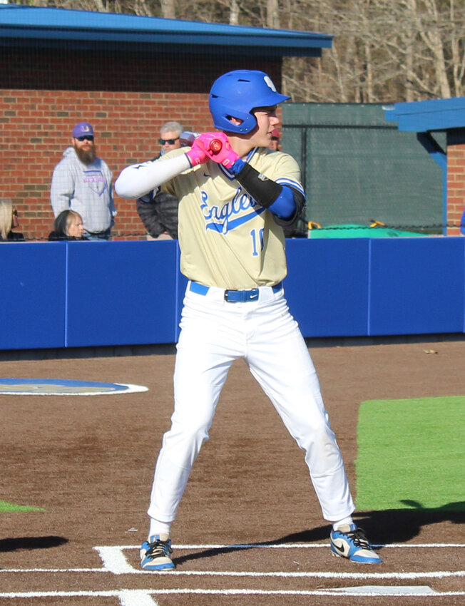 Brody Thomas (16) at the plate. Thomas pitched a complete-game no-hitter to secure the series sweep at Warren County on Tuesday, and he also went 2-for-3 at the plate with a pair of singles.