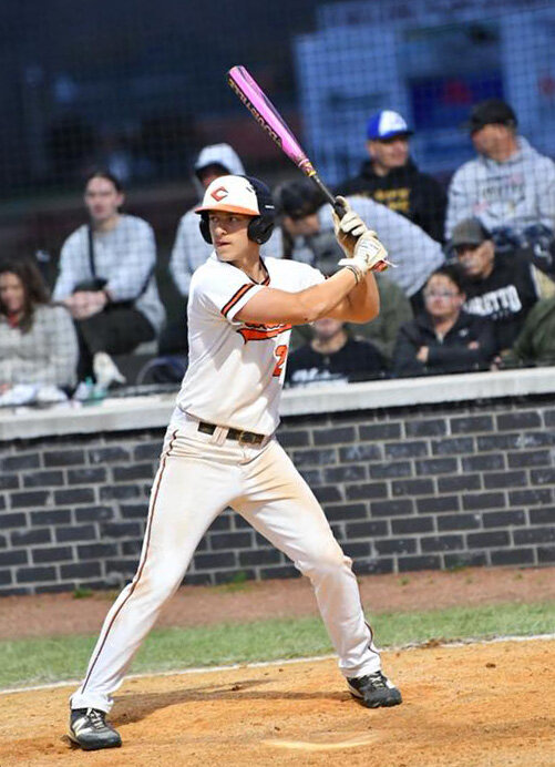 Cascade's Wickey Parker (2) went a perfect 3-for-3 at the plate with a pair of doubles and one RBI in Cascade's one-run defeat at Chapel Hill on Monday.