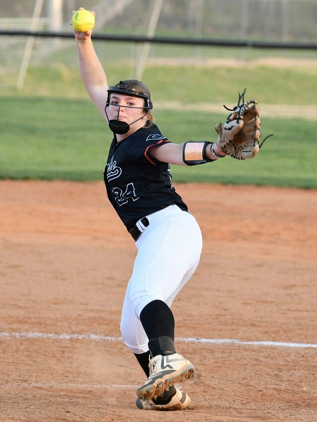 Cascade's Jocelyn Laughlin (24) pitched brilliantly in Monday's win over Marshall County, throwing a complete-game shutout while striking out eight batters and allowing just two hits and one walk.