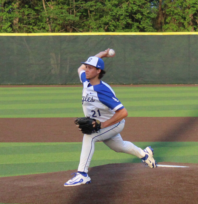 Shelbyville Central's Kaleb Maillet (21) was dominant on the mound yet again in Monday's win over Tullahoma. Maillet threw a complete-game shutout, finishing with four strikeouts and just four hits given up on an efficient 83 pitches.
