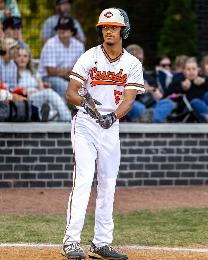 Cascade's Xykaiah Dixon (5) went a perfect 2-for-2 with a team-high 4 RBIs in Monday's win over Huntland.