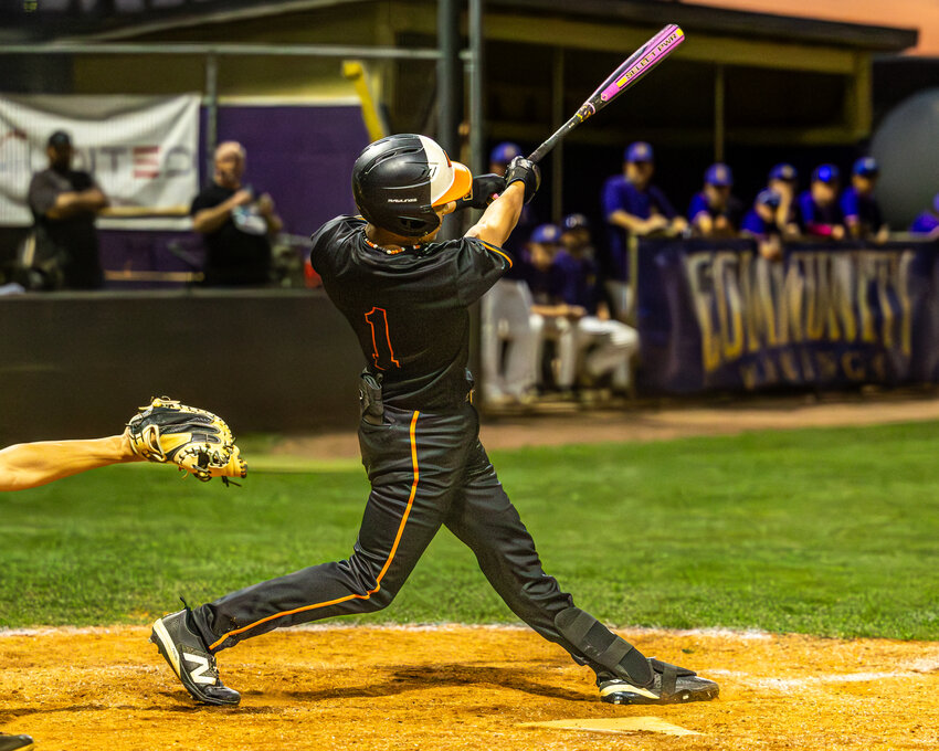 Cascade's Jordan Childress (1) went 3-for-5 with a 2-RBI home run - his fifth of the year - along with a double while batting leadoff in Tuesday's win at Community.