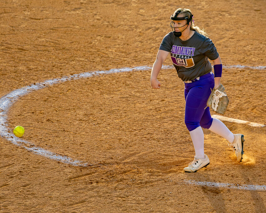 Community's Ryleigh Lassiter (21) pitched masterfully in the first game of Friday's doubleheader to pick up the win. Lassiter threw 7.0 innings, giving up just a single earned run on six hits and four walks on 92 pitches to earn the win and force a Game 8 later that night.