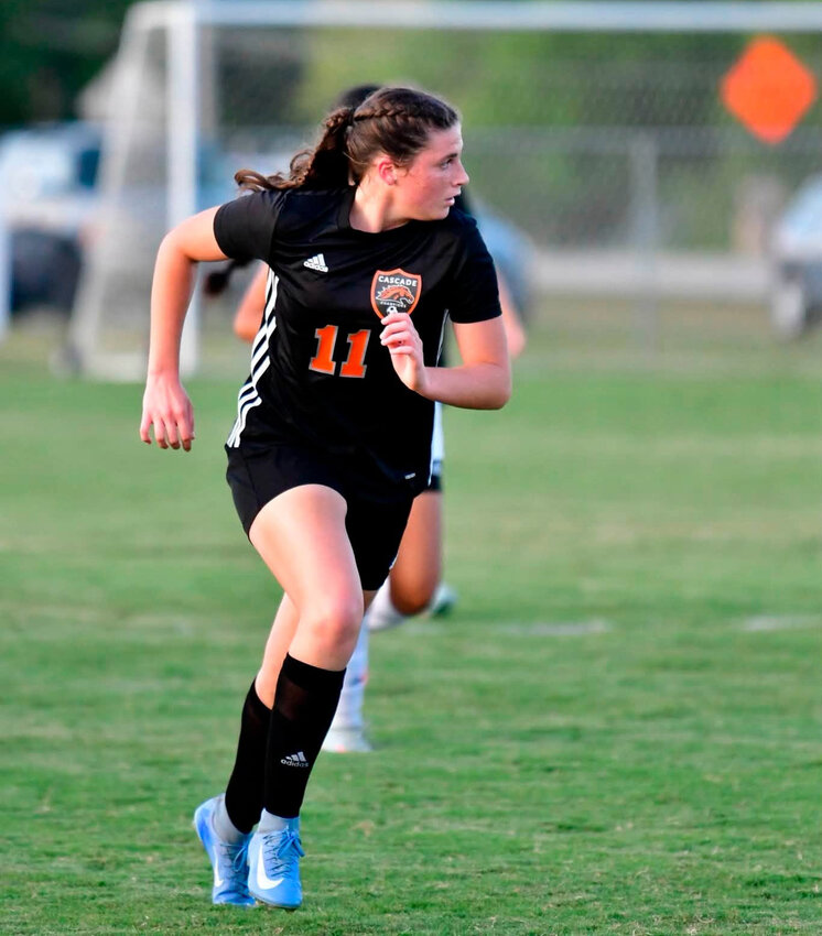 Riley Harris (11) scored her first goal of the season while also tallying an assist in the Lady Champions' 9-0 win at Fayetteville City on Tuesday night.