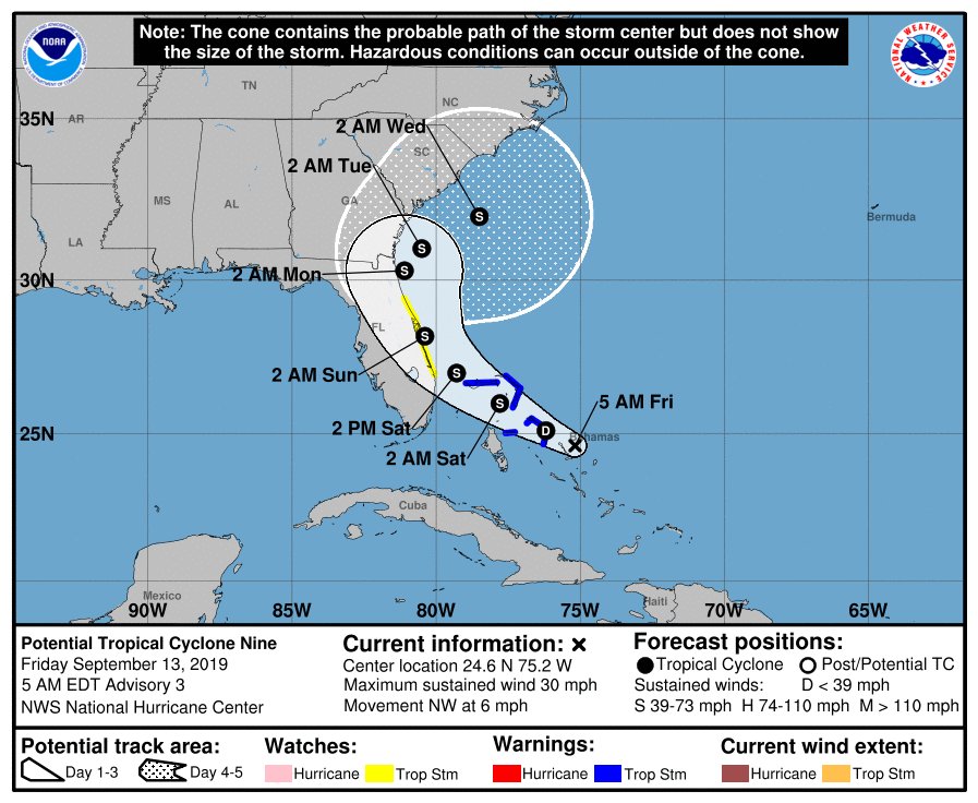 Volusia/Flagler Under Tropical Storm Watch, Early AM Development ...