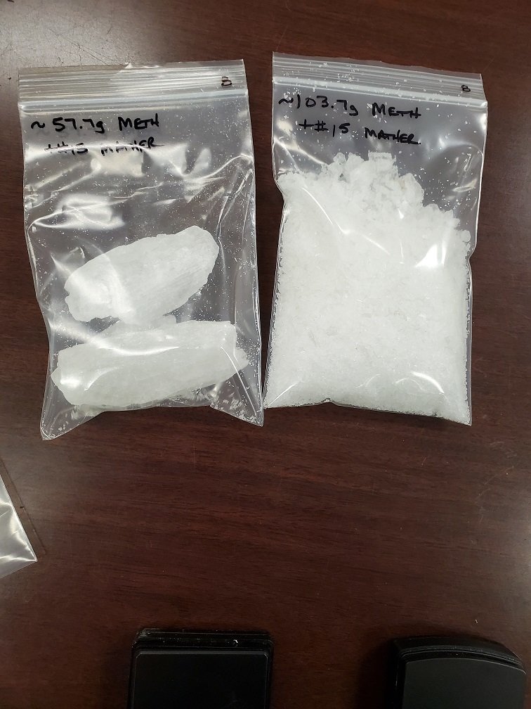 Methamphetamine seized in a search of Jackson's car