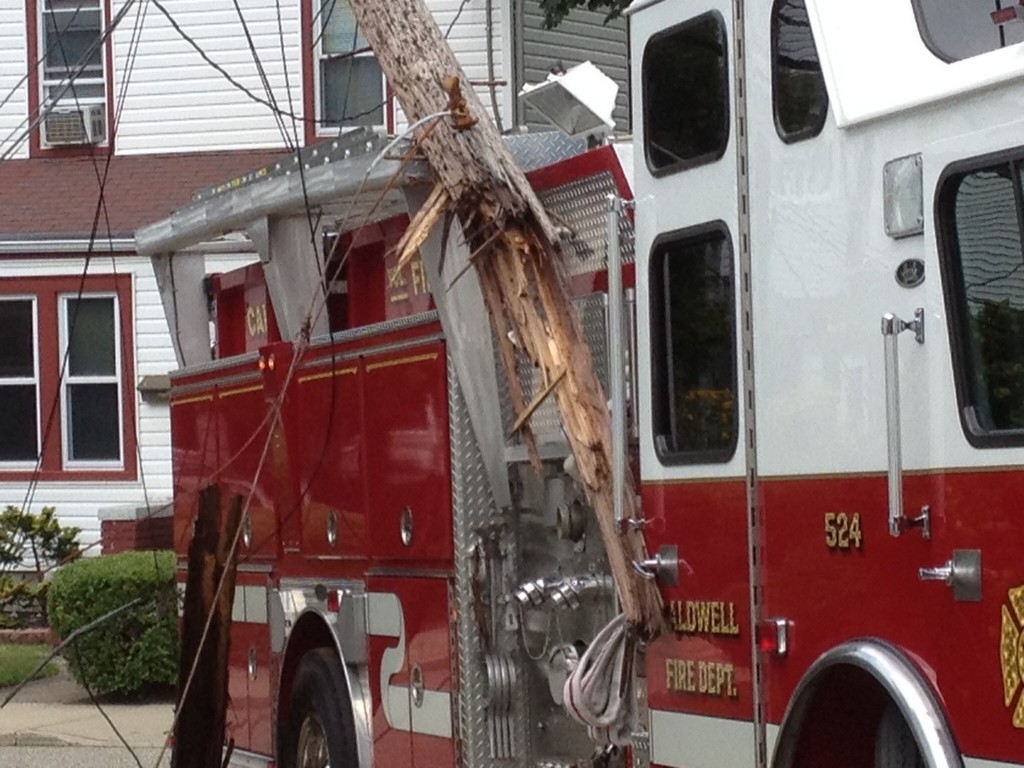 PSEG Utility Pole Damaged In Fire Truck Accident In Caldwell PSEG 